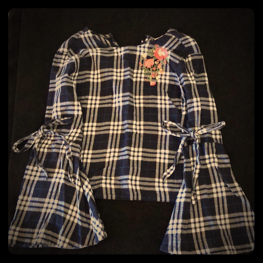 Plaid flannel blouse